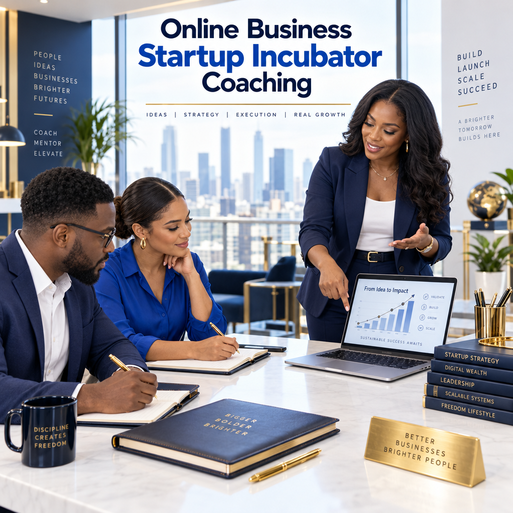 Online Business Startup Incubator Coaching — a done-for-you program that launches your business end-to-end.